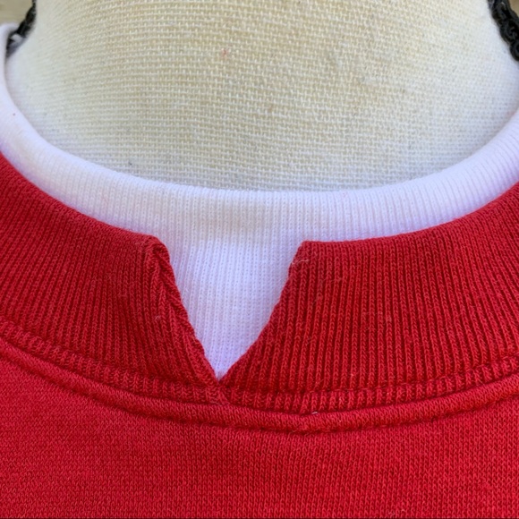 Vintage 90s Red Felt Snowman Appliqué Graphic Crewneck Ugly Christmas Sweatshirt - Picture 7 of 16